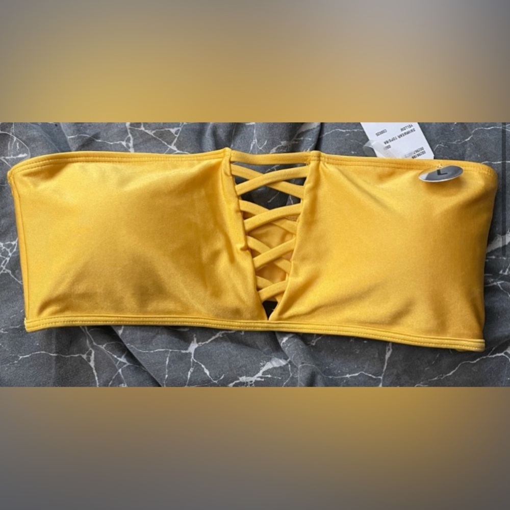 New yellow cross front bikini top with padding
